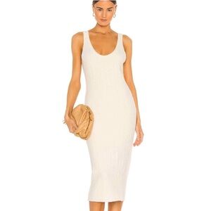 Weekend Stories Loreo Cotton Blend Plush Knit Midi Dress Cream Size Small